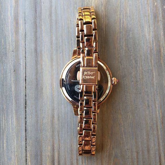 BETSEY Johnson Crystal Gold Tone Slim Band Watch! EUC - Picture 7 of 12